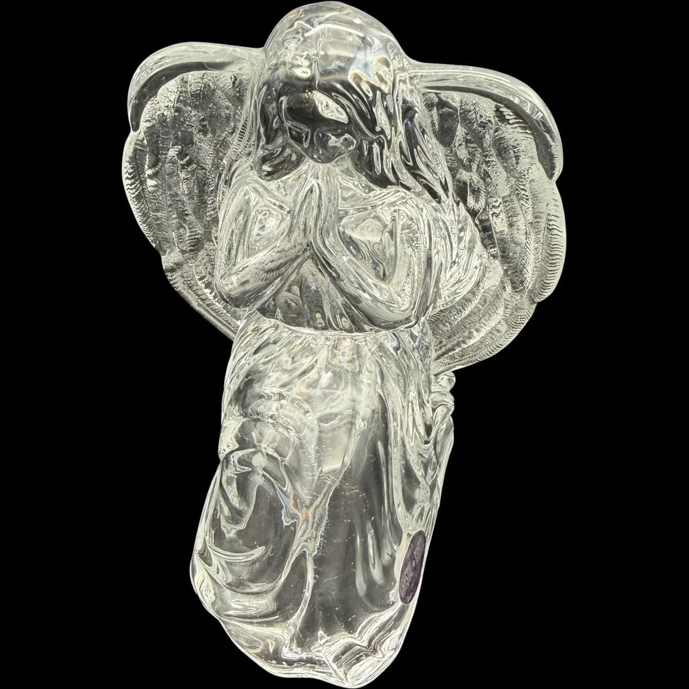 DePlomb 24% Lead Crystal Praying Angel Candle Holder Christmas Figurine Holiday